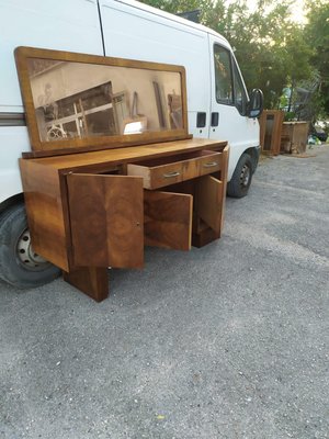 Italian Art Deco Credenza in Walnut with Mirrors-RAQ-1375093