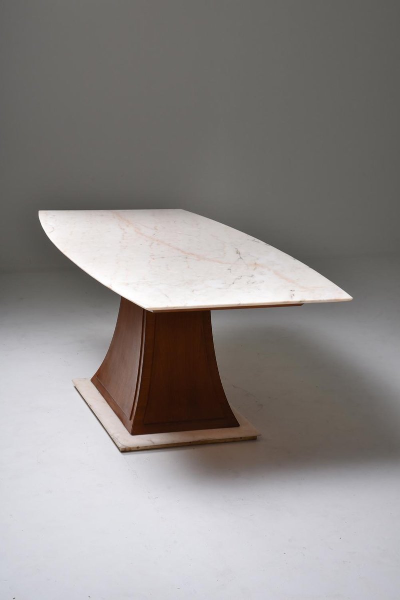 Italian Art Deco Dining Table With Marble Top Japan Inspired