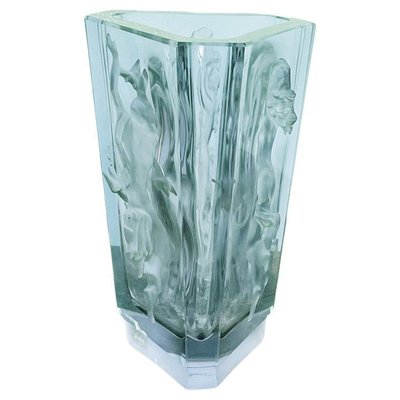 Italian Art Deco Green-Blue Alexandrite Glass Vase with Female Figure, 1900s-GDD-1218817