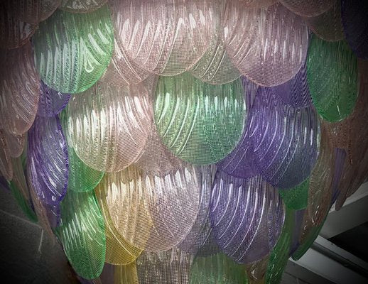 Italian Art Deco Green, Pink, Yellow and Violet Murano Art Glass Chandelier, 1990-UH-942172