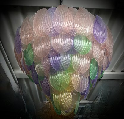 Italian Art Deco Green, Pink, Yellow and Violet Murano Art Glass Chandelier, 1990-UH-942172