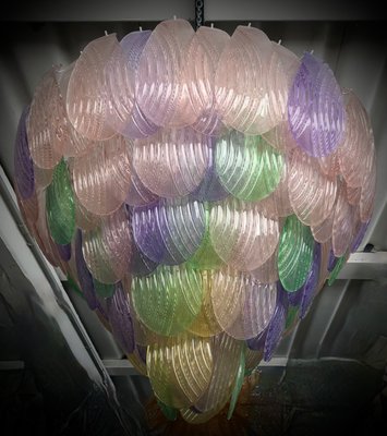 Italian Art Deco Green, Pink, Yellow and Violet Murano Art Glass Chandelier, 1990-UH-942172