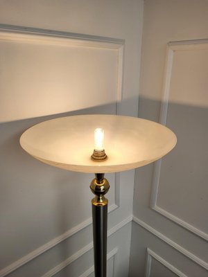 Italian Art Deco Hollywood Regency Brass & Glass Floor Lamp, 1950s-EUP-1717442