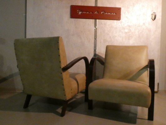 Italian Art Deco Lounge Chairs, 1930s, Set of 2-ERB-699092