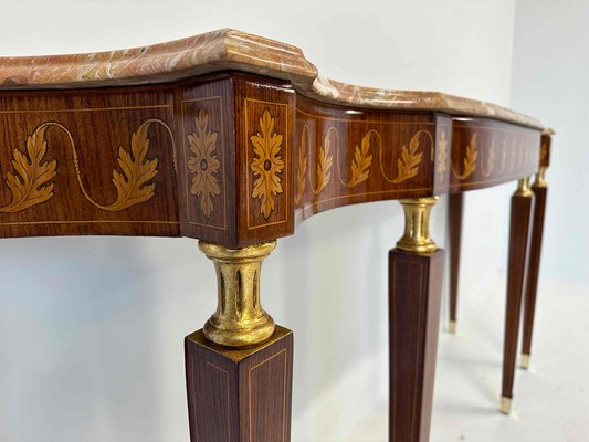 Italian Art Deco Marble and Inlaid Wood Console by Paolo Buffa, 1950s-FF-1762999