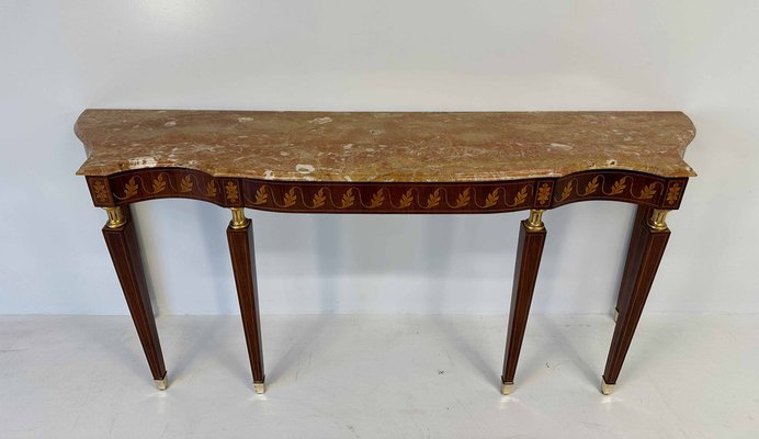 Italian Art Deco Marble and Inlaid Wood Console by Paolo Buffa, 1950s-FF-1762999