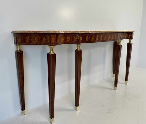 Italian Art Deco Marble and Inlaid Wood Console by Paolo Buffa, 1950s-FF-1762999