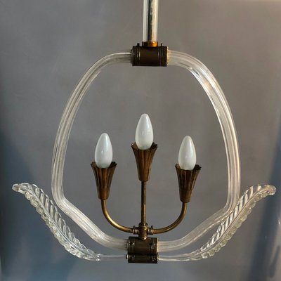 Italian Art Deco Murano Glass Ceiling Lamp from Barovier & Toso, 1940s-HWV-900954