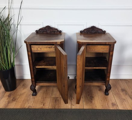 Italian Art Deco Nightstands in Burl Walnut, 1940s, Set of 2-EUP-1768074