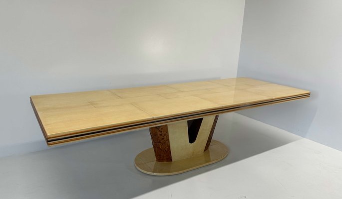 Italian Art Deco Parchment and Carved Maple Table, 1930s-FF-1816569