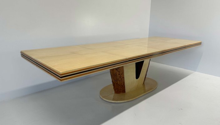 Italian Art Deco Parchment and Carved Maple Table, 1930s-FF-1816569