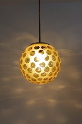 Italian Art Deco Pendant Lamp with Frosted Glass Globe, 1940s-VNE-966043