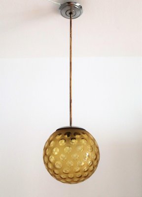 Italian Art Deco Pendant Lamp with Frosted Glass Globe, 1940s-VNE-966043