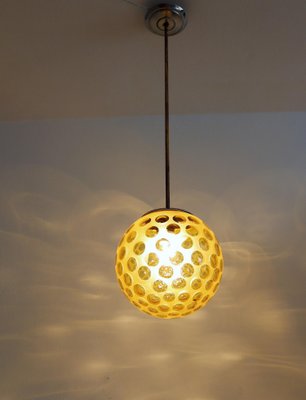 Italian Art Deco Pendant Lamp with Frosted Glass Globe, 1940s-VNE-966043