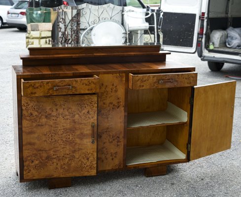 Italian Art Deco Poplar and Walnut Veneered Sideboard-RAQ-1338731