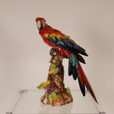 Italian Art Deco Porcelain Macaw or Parrot in the style of Cacciapuoti for Capodimonte, Early 20th Century-GOE-1403004