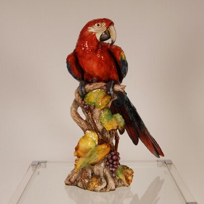 Italian Art Deco Porcelain Macaw or Parrot in the style of Cacciapuoti for Capodimonte, Early 20th Century-GOE-1403004