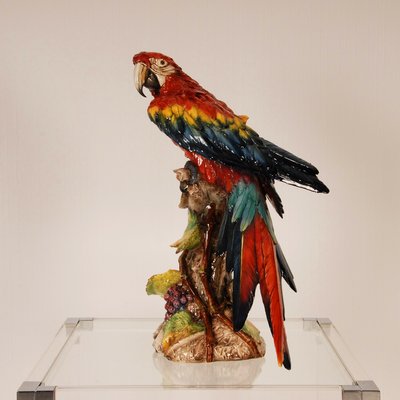 Italian Art Deco Porcelain Macaw or Parrot in the style of Cacciapuoti for Capodimonte, Early 20th Century-GOE-1403004