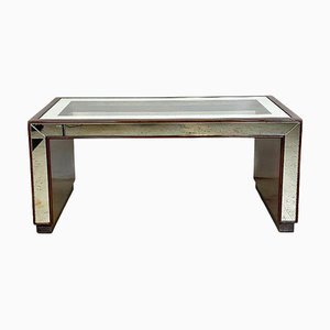 Italian Art Deco Rectangular Briar, Glass and Mirrored Glass Coffee Table, 1930s-GDD-1265078