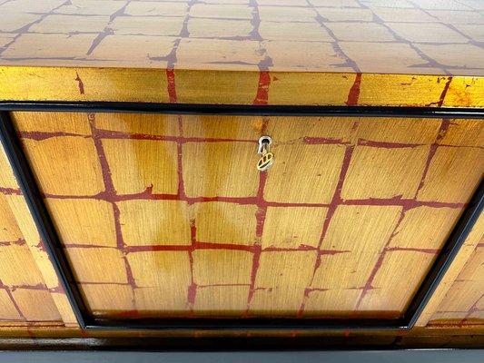 Italian Art Deco Red and Black Lacquer and Gold Leaf Cabinet, 1940s-FF-1694611