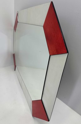 Italian Art Deco Style Cherry Red and White Parchment Mirror, 1990s-FF-2021821