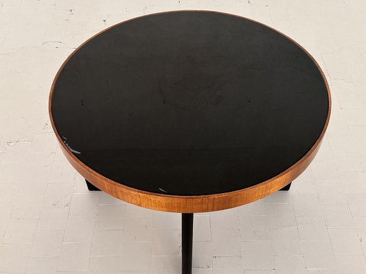 Italian Art Deco Style Coffee Table in Wood with Glass Top, 1970s-VNE-1320130