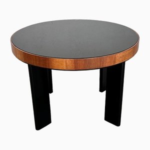 Italian Art Deco Style Coffee Table in Wood with Glass Top, 1970s-VNE-1320130