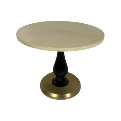 Italian Art Deco Style Parchment, Black Lacquer and Brass Coffee Table, 1980s-FF-1736042