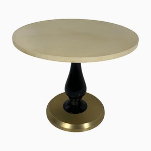 Italian Art Deco Style Parchment, Black Lacquer and Brass Coffee Table, 1980s-FF-1736042