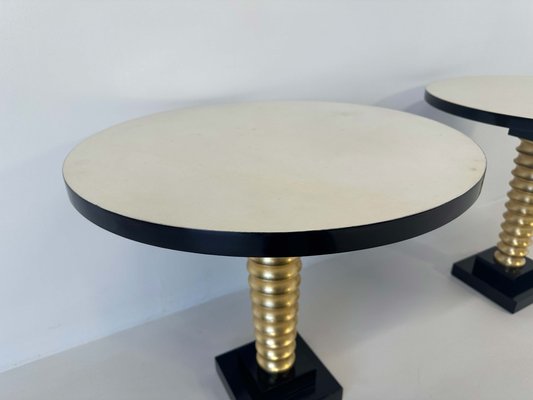 Italian Art Deco Style Parchment, Gold Leaf and Black Lacquer Coffee Tables, 1980s, Set of 2-FF-1779949