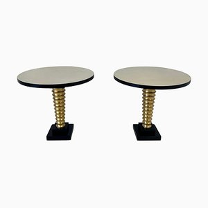 Italian Art Deco Style Parchment, Gold Leaf and Black Lacquer Coffee Tables, 1980s, Set of 2-FF-1779949