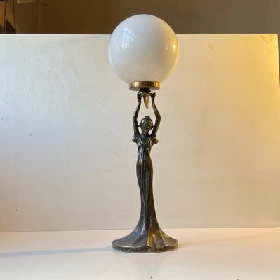 Italian Art Deco Style Table Lamp in Bronze, 1980s-LCR-1209594