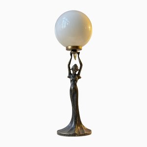 Italian Art Deco Style Table Lamp in Bronze, 1980s-LCR-1209594