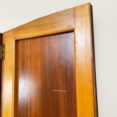 Italian Art Deco Style Wooden Wardrobe with Mirror and Shelves, 1950s-GDD-1794009