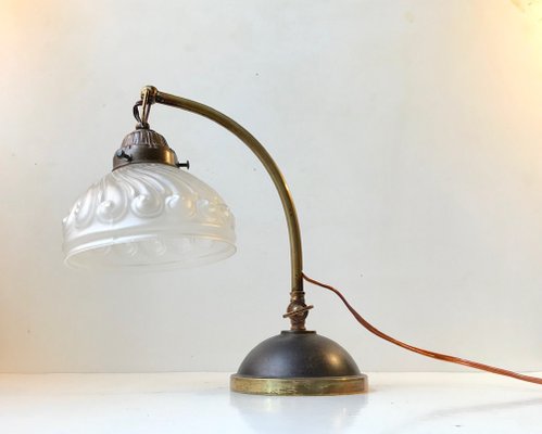 Italian Art Deco Table Lamp in Brass and Glass, 1930s-LCR-990512