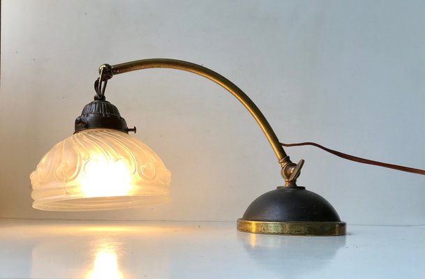 Italian Art Deco Table Lamp in Brass and Glass, 1930s-LCR-990512