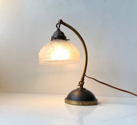 Italian Art Deco Table Lamp in Brass and Glass, 1930s-LCR-990512