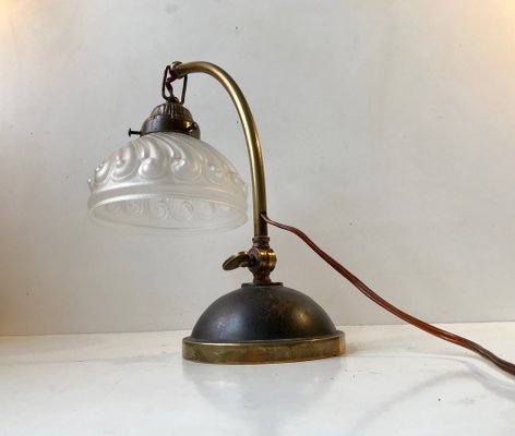 Italian Art Deco Table Lamp in Brass and Glass, 1930s-LCR-990512