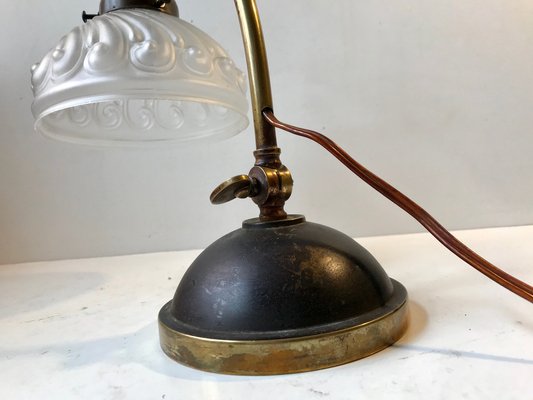 Italian Art Deco Table Lamp in Brass and Glass, 1930s-LCR-990512