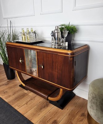 Italian Art Deco Walnut Burl and Mirror Mosaic Dry Bar Cabinet by Paolo Buffa, 1940s-EUP-2039442