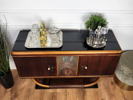 Italian Art Deco Walnut Burl and Mirror Mosaic Dry Bar Cabinet by Paolo Buffa, 1940s-EUP-2039442