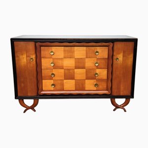 Italian Art Deco Walnut Burl & Brass Sideboard, 1940s-EUP-1717440