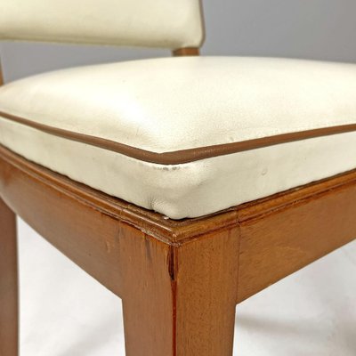 Italian Art Deco White Leather and Wood Chairs attributed to Giovanni Gariboldi, 1940s, Set of 8-GDD-1817216