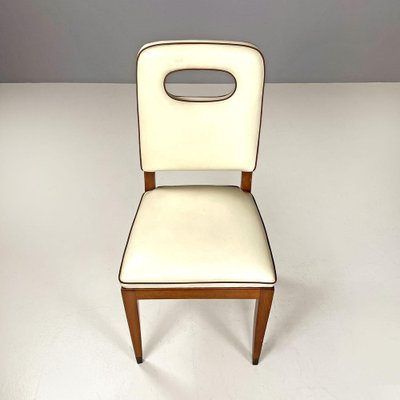 Italian Art Deco White Leather and Wood Chairs attributed to Giovanni Gariboldi, 1940s, Set of 8-GDD-1817216