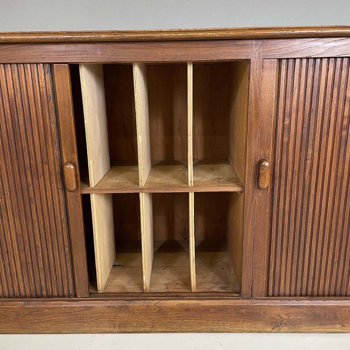 Italian Art Deco Wooden Sideboard with Shutter Opening, 1920s