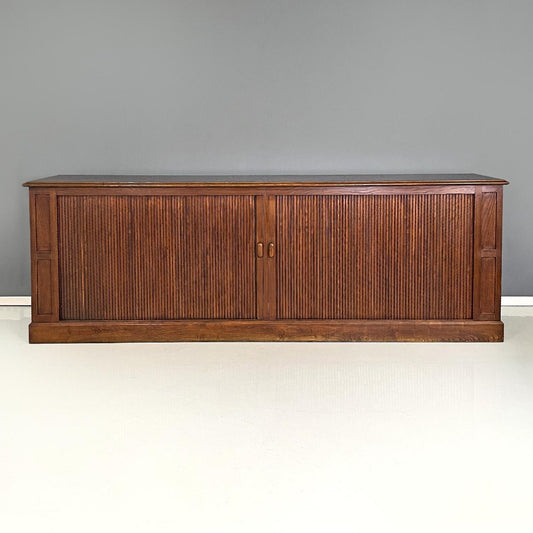 Italian Art Deco Wooden Sideboard with Shutter Opening, 1920s