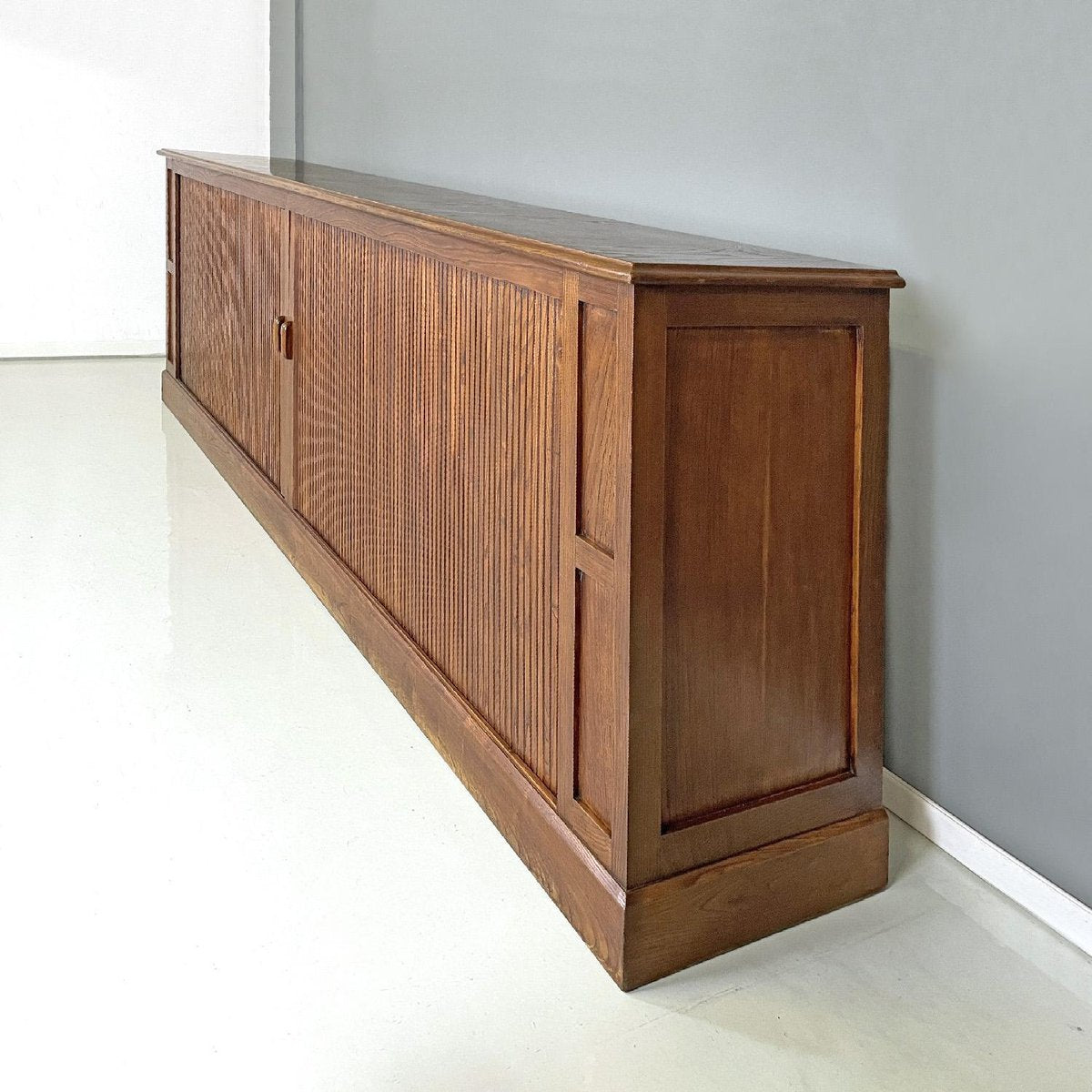 Italian Art Deco Wooden Sideboard with Shutter Opening, 1920s