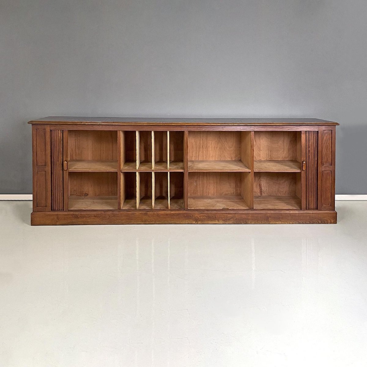 Italian Art Deco Wooden Sideboard with Shutter Opening, 1920s