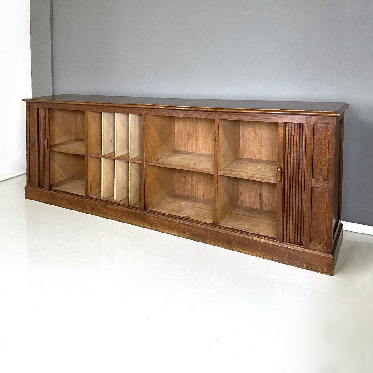 Italian Art Deco Wooden Sideboard with Shutter Opening, 1920s