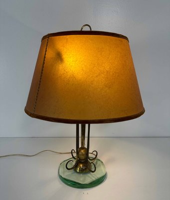 Italian Art DecoGlass and Brass Table Lamp by Luigi Brusotti, 1940s-FF-2021539